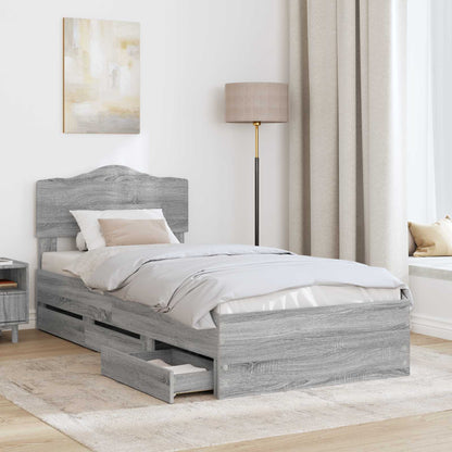 Bed Frame with Drawer Grey Sonoma 100 x 200 cm Engineer Wood