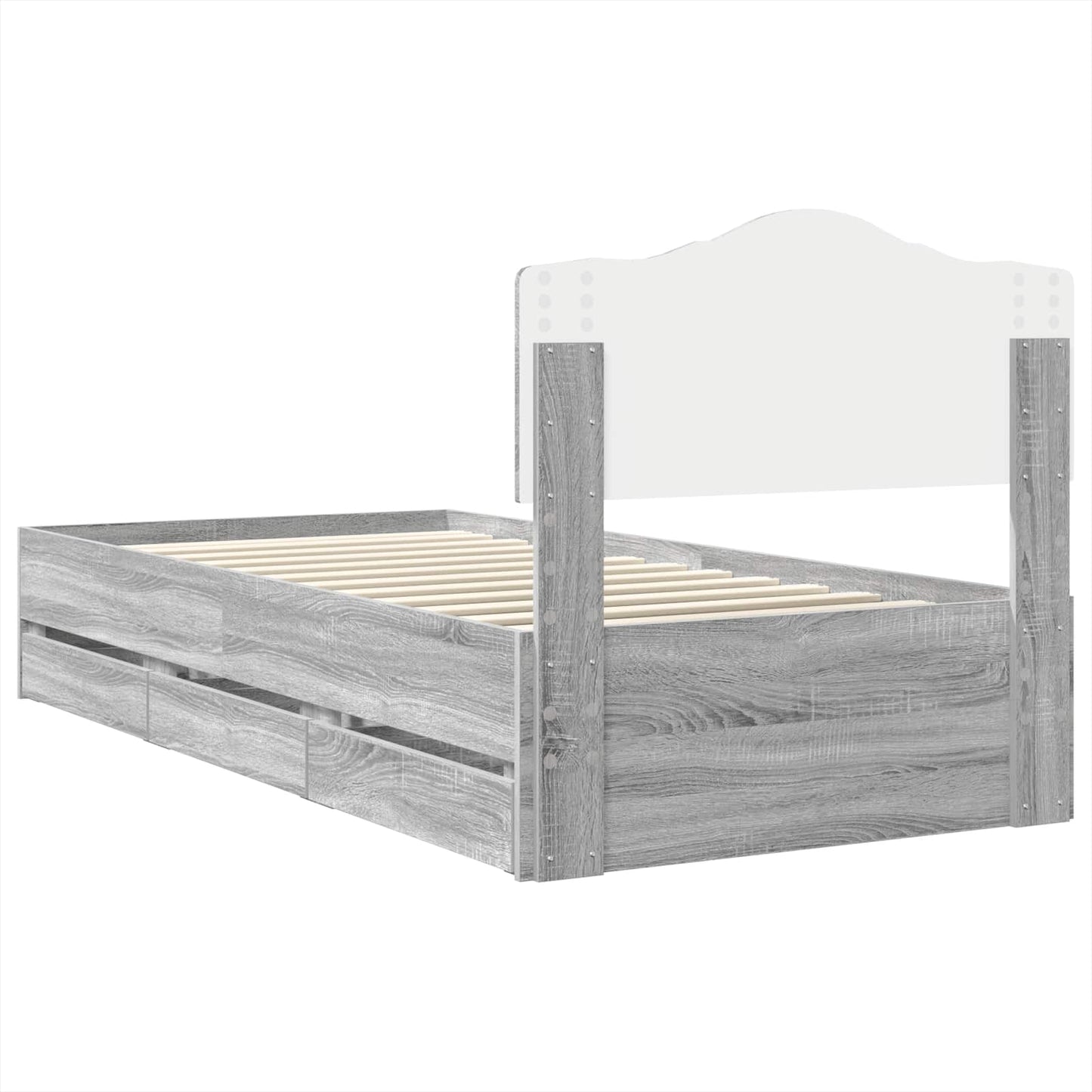 Bed Frame with Drawer Grey Sonoma 100 x 200 cm Engineer Wood