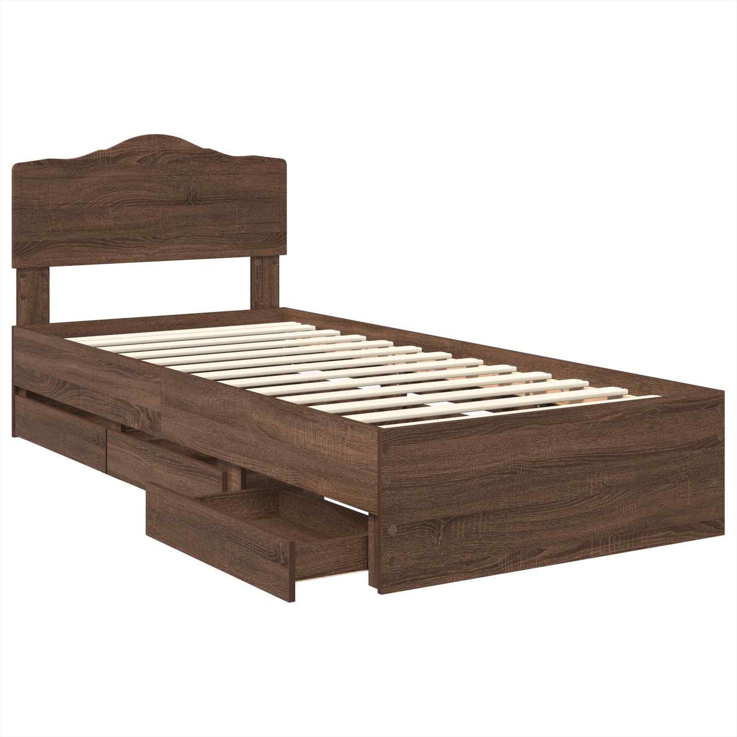 Bed Frame with Drawer Brown Oak 100 x 200 cm Engineer Wood
