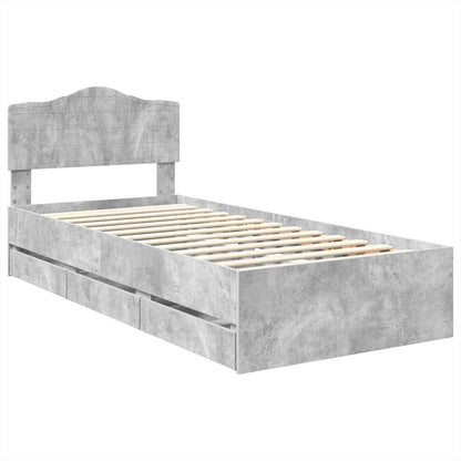 Bed Frame with Drawer Concrete Grey 90 x 200 cm Engineer Wood