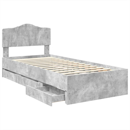 Bed Frame with Drawer Concrete Grey 90 x 200 cm Engineer Wood
