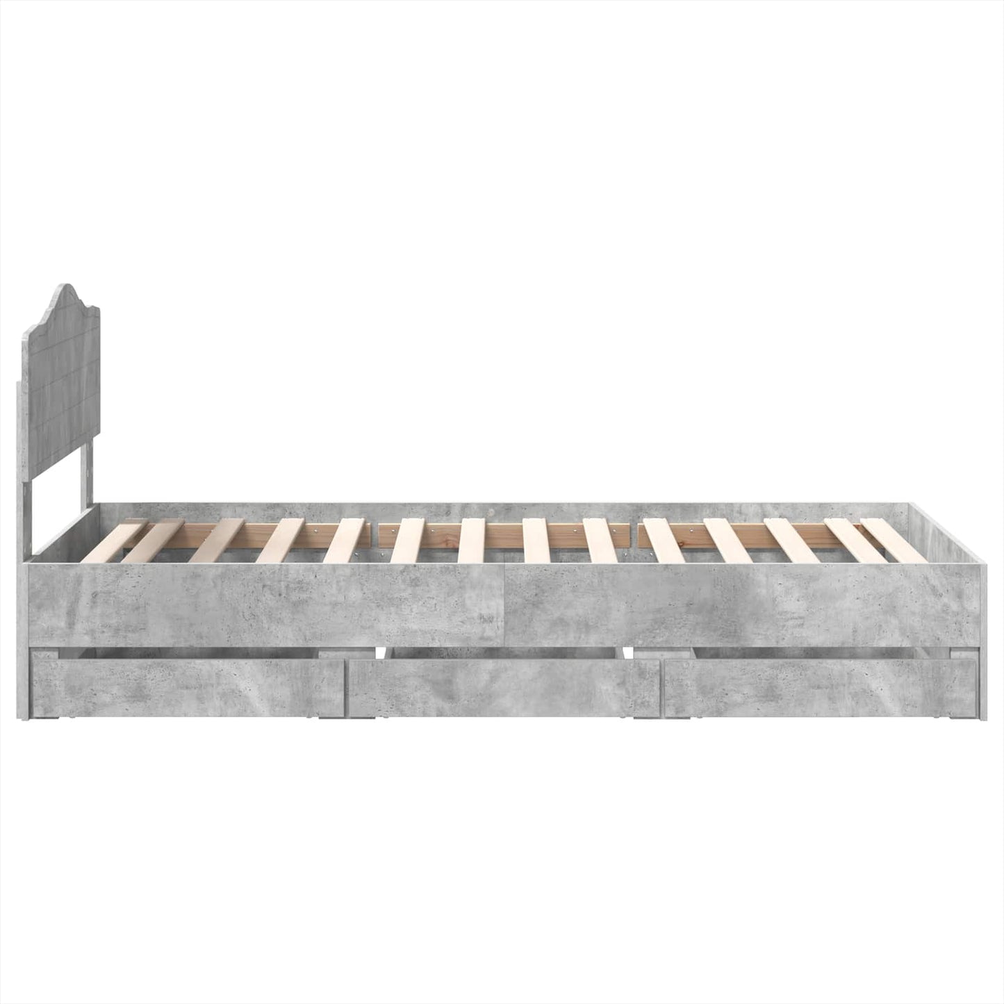Bed Frame with Drawer Concrete Grey 90 x 200 cm Engineer Wood