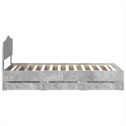 Bed Frame with Drawer Concrete Grey 90 x 200 cm Engineer Wood