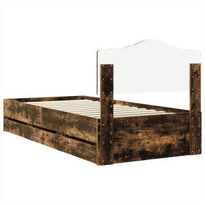 Bed Frame with Drawer Smoked Oak 90 x 200 cm Engineer Wood