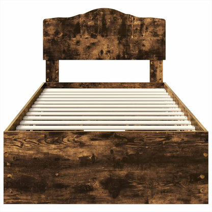 Bed Frame with Drawer Smoked Oak 90 x 200 cm Engineer Wood