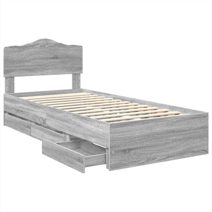 Bed Frame with Drawer Grey Sonoma 90 x 200 cm Engineer Wood