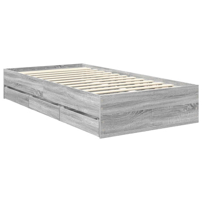 Bed Frame with Drawer Grey Sonoma 90 x 200 cm Engineer Wood