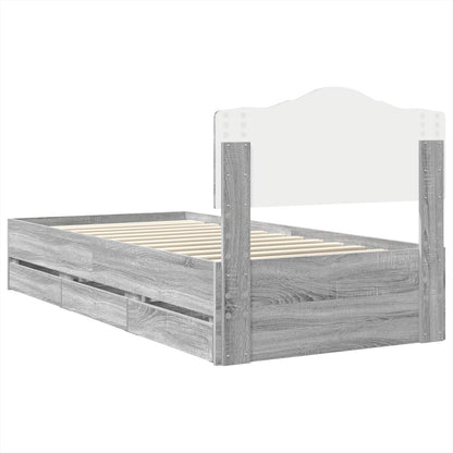 Bed Frame with Drawer Grey Sonoma 90 x 200 cm Engineer Wood
