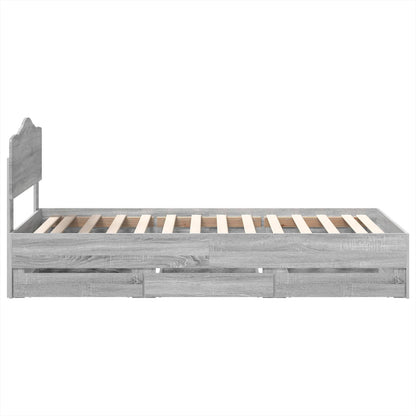 Bed Frame with Drawer Grey Sonoma 90 x 200 cm Engineer Wood