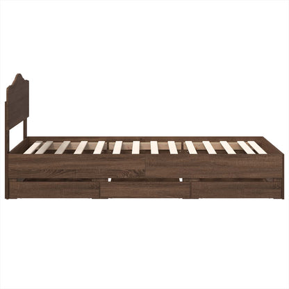 Bed Frame with Drawer Brown Oak 90 x 200 cm Engineer Wood