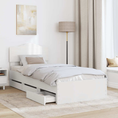 Bed Frame with Drawer White 90 x 190 cm Engineer Wood