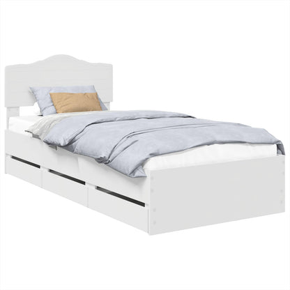 Bed Frame with Drawer White 90 x 190 cm Engineer Wood