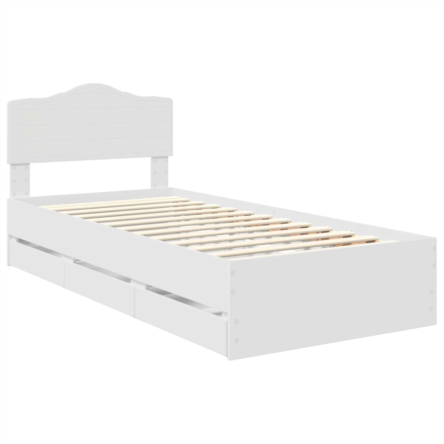 Bed Frame with Drawer White 90 x 190 cm Engineer Wood