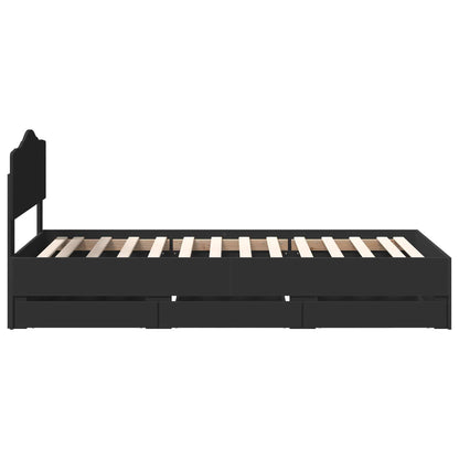 Bed Frame with Drawer Black 90 x 190 cm Engineer Wood