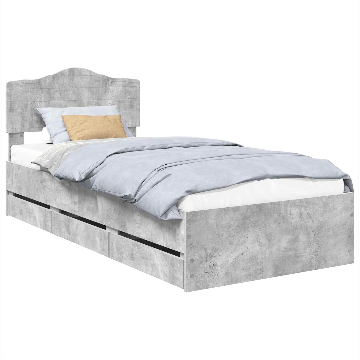 Bed Frame with Drawer Concrete Grey 90 x 190 cm Engineer Wood