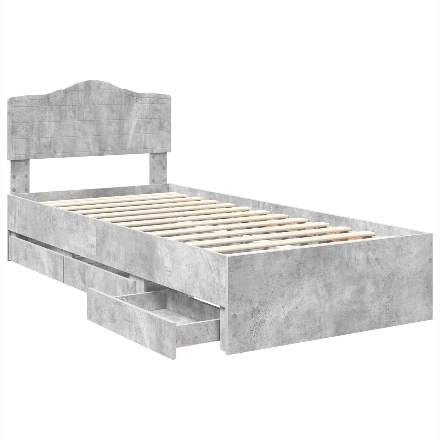 Bed Frame with Drawer Concrete Grey 90 x 190 cm Engineer Wood