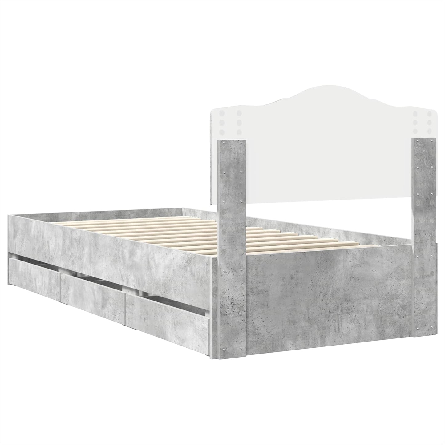 Bed Frame with Drawer Concrete Grey 90 x 190 cm Engineer Wood