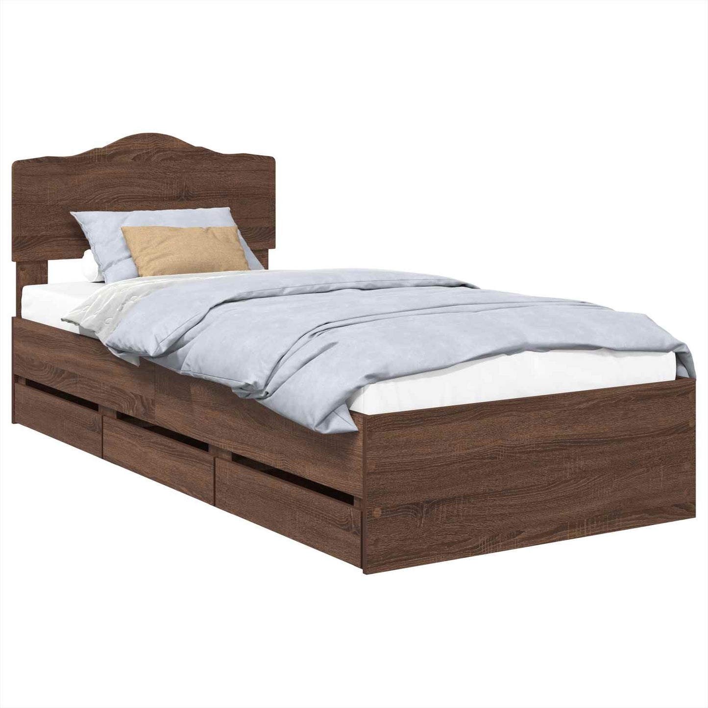 Bed Frame with Drawer Brown Oak 90 x 190 cm Engineer Wood