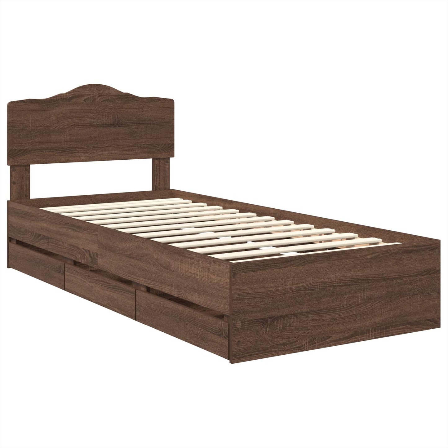 Bed Frame with Drawer Brown Oak 90 x 190 cm Engineer Wood