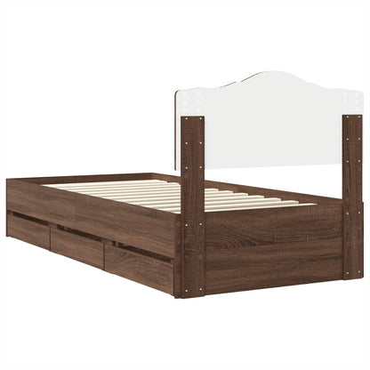 Bed Frame with Drawer Brown Oak 90 x 190 cm Engineer Wood