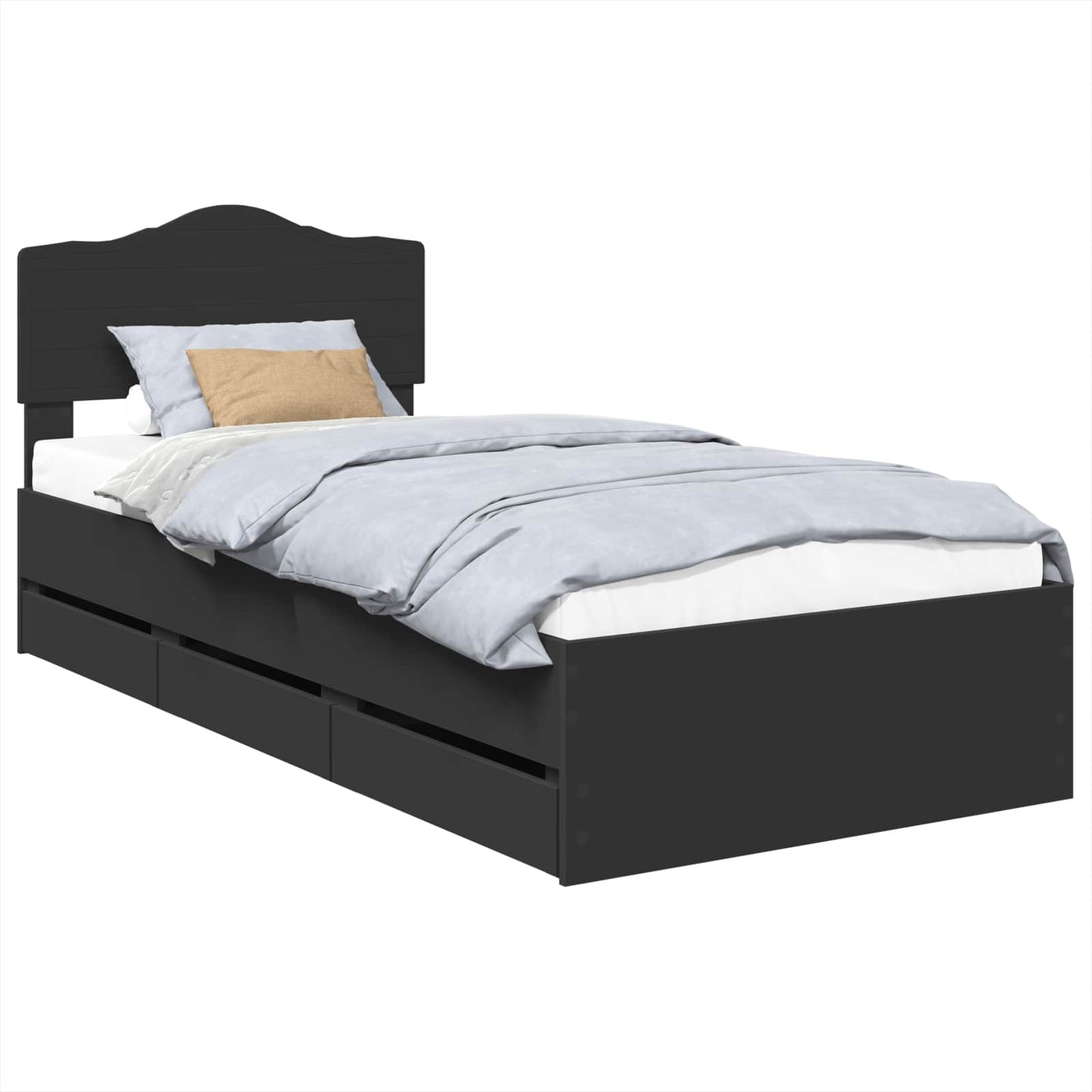 Bed Frame with Drawer Black 75 x 190 cm Engineer Wood