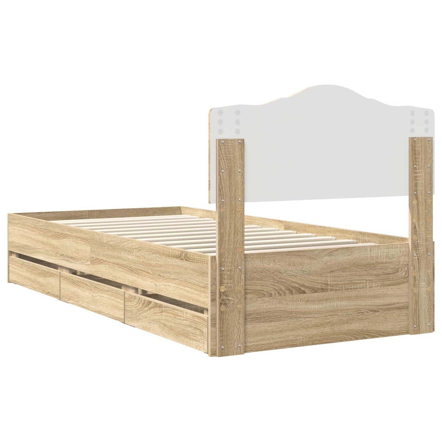 Bed Frame with Drawer Sonoma Oak 75 x 190 cm Engineer Wood