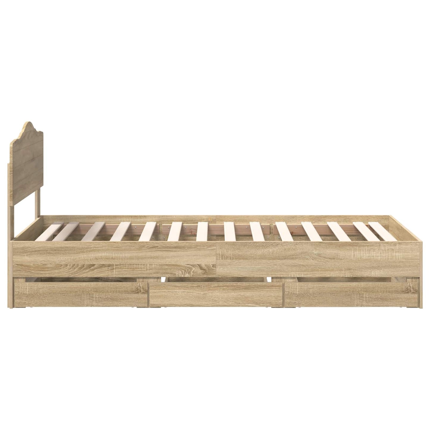 Bed Frame with Drawer Sonoma Oak 75 x 190 cm Engineer Wood