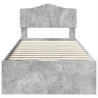 Bed Frame with Drawer Concrete Grey 75 x 190 cm Engineer Wood