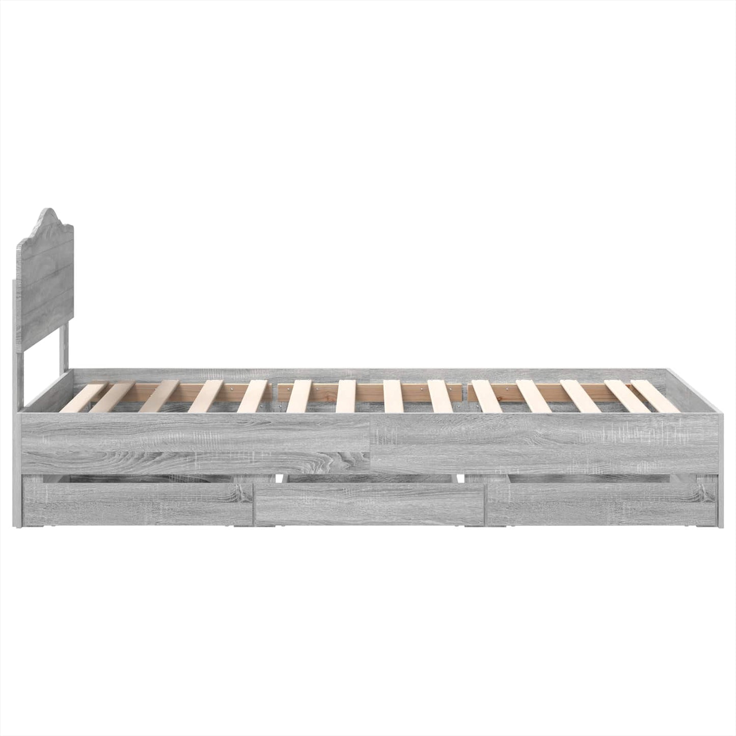 Bed Frame with Drawer Grey Sonoma 75 x 190 cm Engineer Wood
