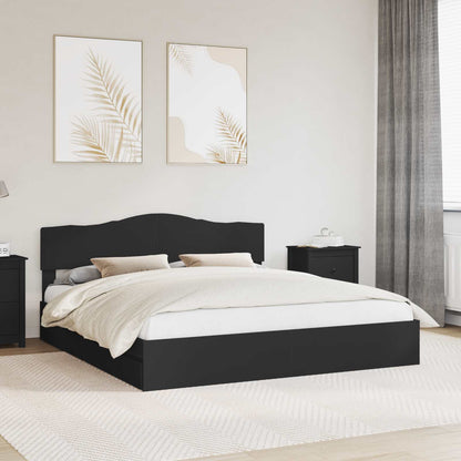 Storage Bed with Headboard Black 200 x 200 cm Engineered Wood