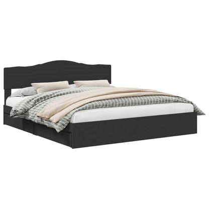 Storage Bed with Headboard Black 200 x 200 cm Engineered Wood
