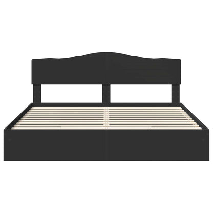 Storage Bed with Headboard Black 200 x 200 cm Engineered Wood