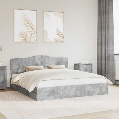 Storage Bed Concrete Grey 200 x 200 cm Engineered Wood