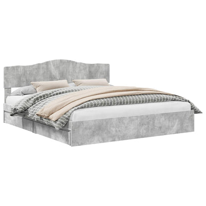 Storage Bed Concrete Grey 200 x 200 cm Engineered Wood
