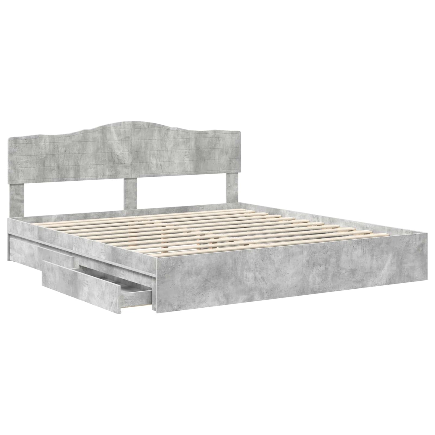 Storage Bed Concrete Grey 200 x 200 cm Engineered Wood