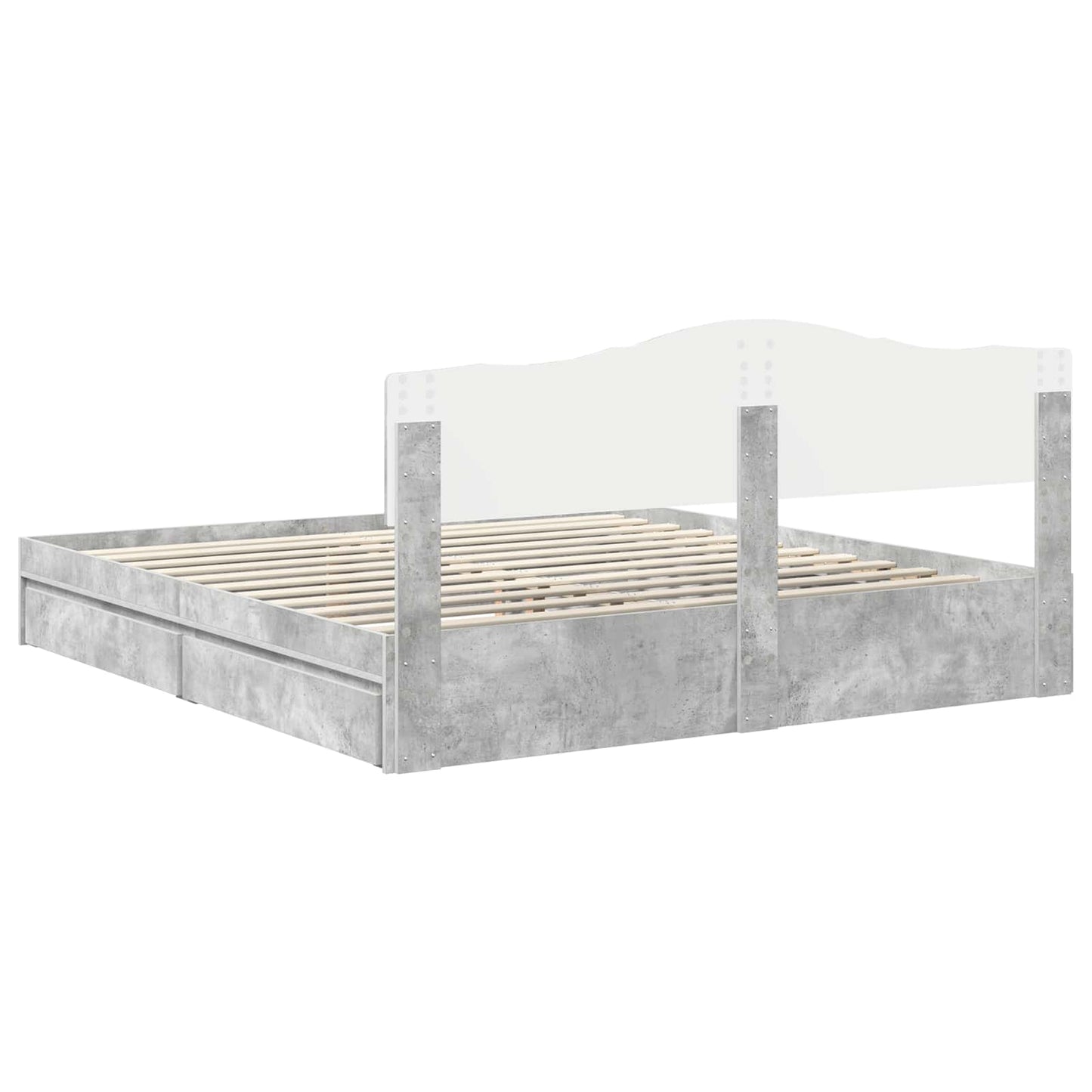 Storage Bed Concrete Grey 200 x 200 cm Engineered Wood