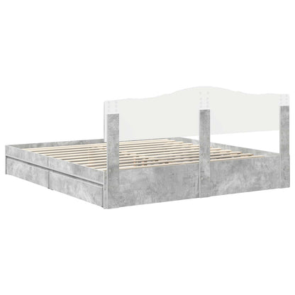 Storage Bed Concrete Grey 200 x 200 cm Engineered Wood