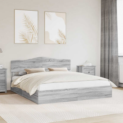 Storage Bed Grey Sonoma 200 x 200 cm Engineered Wood