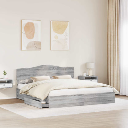 Storage Bed Grey Sonoma 200 x 200 cm Engineered Wood