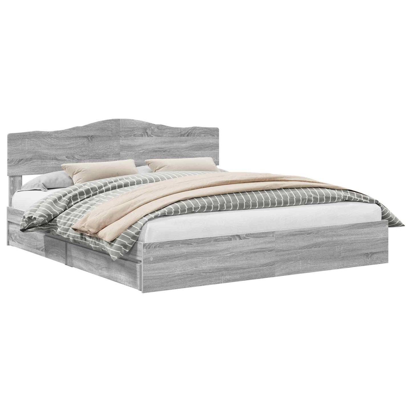 Storage Bed Grey Sonoma 200 x 200 cm Engineered Wood
