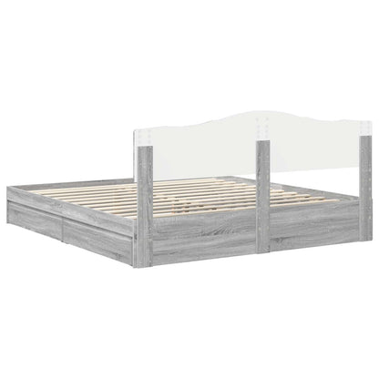 Storage Bed Grey Sonoma 200 x 200 cm Engineered Wood