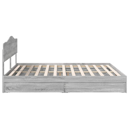 Storage Bed Grey Sonoma 200 x 200 cm Engineered Wood