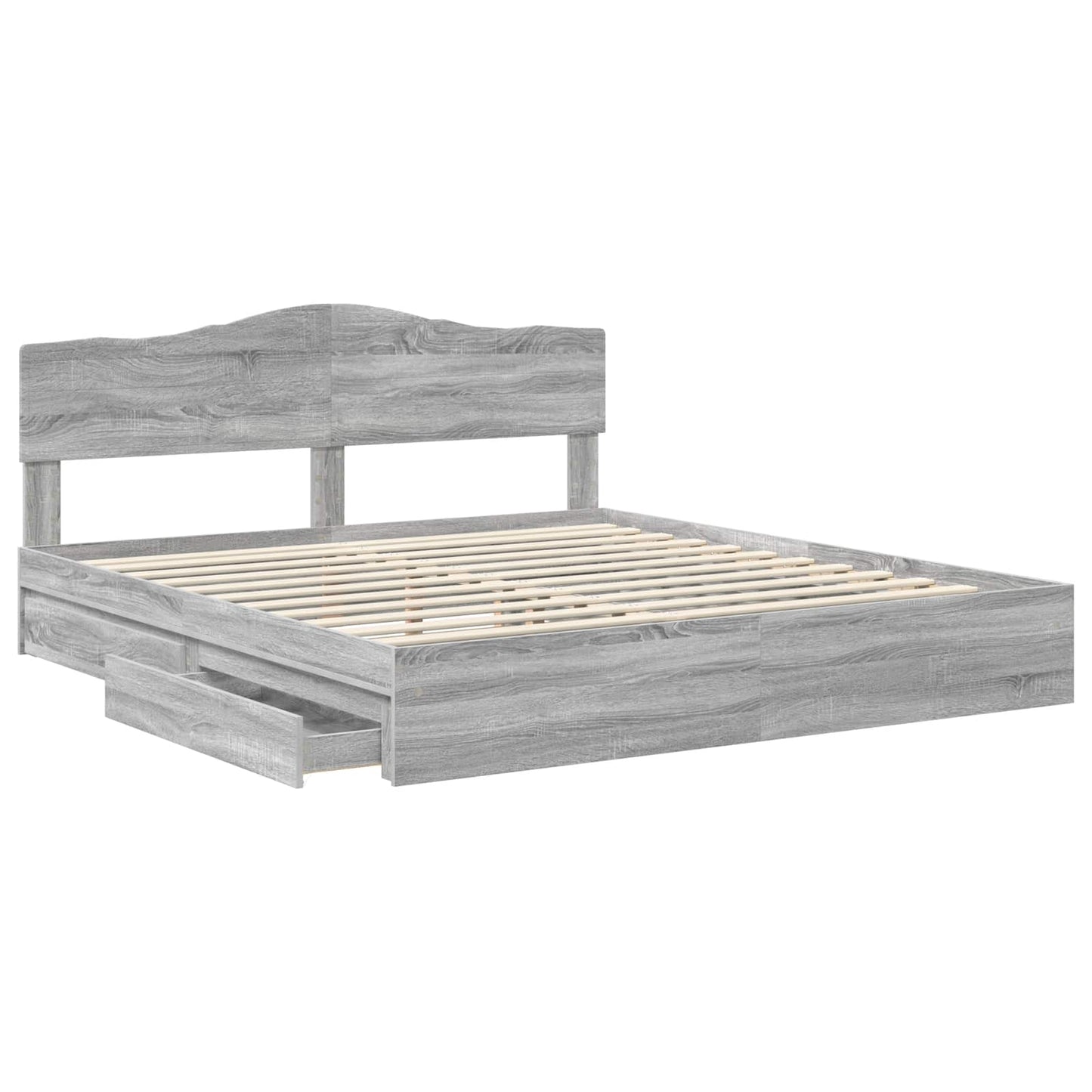 Storage Bed Grey Sonoma 180 x 200 cm Engineered Wood