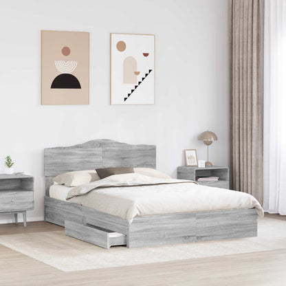 Storage Bed Grey Sonoma 160 x 200 cm Engineered Wood