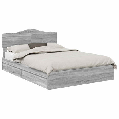 Storage Bed Grey Sonoma 160 x 200 cm Engineered Wood