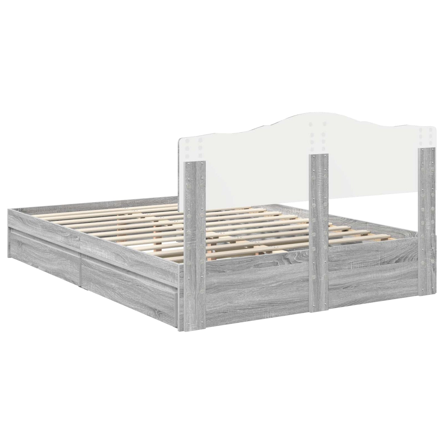Storage Bed Grey Sonoma 160 x 200 cm Engineered Wood