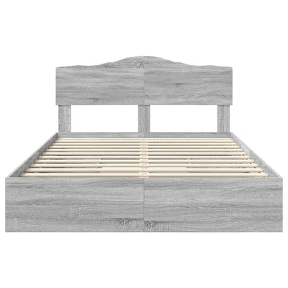 Storage Bed Grey Sonoma 160 x 200 cm Engineered Wood