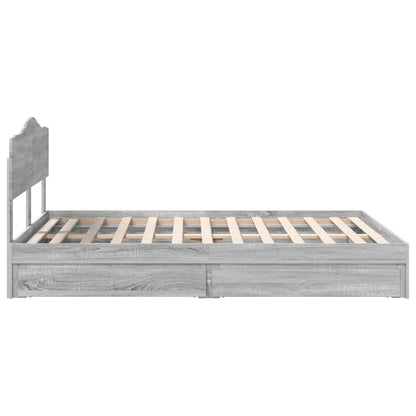 Storage Bed Grey Sonoma 160 x 200 cm Engineered Wood