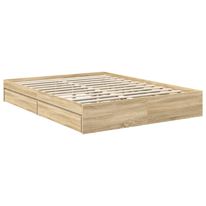 Storage Bed with Drawer Sonoma Oak 150 x 200 cm Engineered Wood