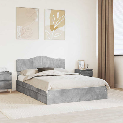 Storage Bed Concrete Grey 150 x 200 cm Engineered Wood